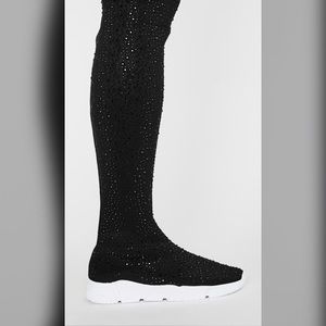 Long Rhinestone Sock Sneakers